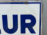a blue and white sign with the word lur on it