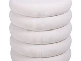Coussins ronds à nervures blancs pour tabourets - lot de 4