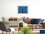 a picture of a living room with a couch and a table