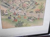 a picture of a painting of people in a field