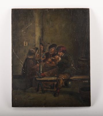 une image d'un tableau représentant un groupe de personnes assises autour d'une table