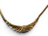 an image of a gold necklace with diamonds on a white background