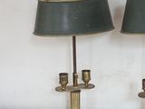 two lamps that are sitting on a table