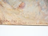 a painting of a baby in a crib on the wall