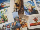 many different pictures of a woman laying on the floor