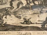 a picture of a drawing of a battle with horses