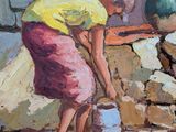 a painting of a woman with a bucket of water