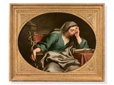 an image of a painting of a woman sitting at a table