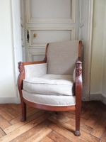 BERGERE en acajou et placage d'acajou à dossier renversé, su… (photo 2)