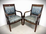 two wooden chairs with blue upholstered upholstered upholstered upholstered upholstered upholstered upholstered upholstered upholstered