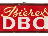 a red sign with a picture of a man holding a tennis racquet