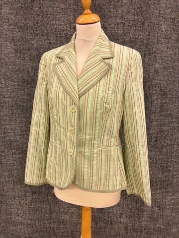 LUISA SPAGNOLI – Veste à rayure vert d’eau. Taille : 40 à vue