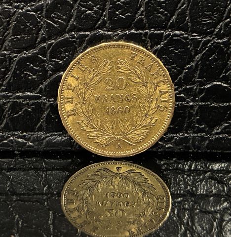 Pièce de monnaie en or à valeur faciale de 20 francs Napoléon III...