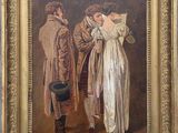 tableau représentant un homme et une femme debout devant un tableau
