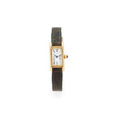 Montre-bracelet Cartier pour femme, en or 18 carats et sertie de diamants