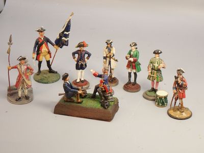 Figurines d'artistes - XVIIème - 54 mm, 7 soldats +1 scènett…