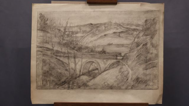 Léon DETROY (1859-1955) « Homme à cheval traversant le pont de Ga...