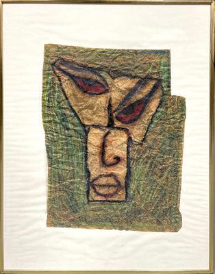 an image of a picture of a painting of a man ' s face on a piece of paper