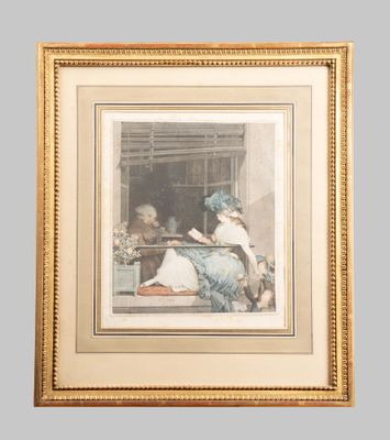 Le Billet doux gravure en couleur