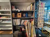 many books on the shelves in the store