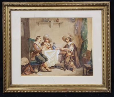 an image of a painting of a group of people sitting around a table