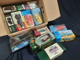 a box full of toys and other items on a table