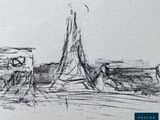 drawing of the eiffel tower in paris, france