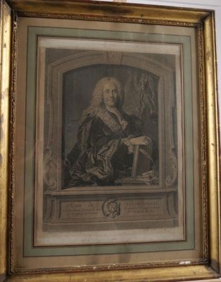 painting of a man sitting in a chair in a room