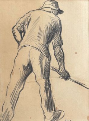 dessin représentant un homme tenant une batte de baseball au milieu d'un terrain