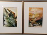 deux tableaux encadrés représentant un dragon et un bateau