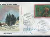 an image of a postcard with a picture of a snow covered mountain