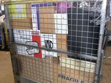 a metal cage with a bunch of boxes inside of it