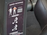 a parking meter that has a sticker on it