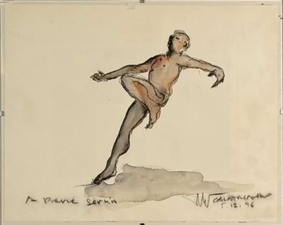 une image représentant le dessin d'un homme sur un skateboard