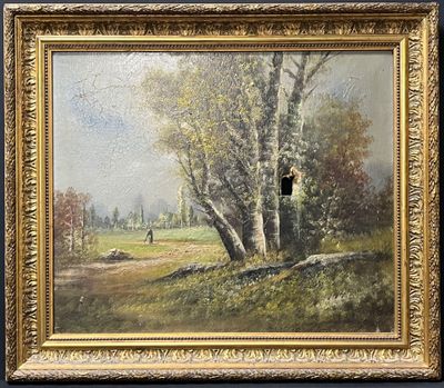 ECOLE du XIXe siècle Paysage animé. - Photo 1