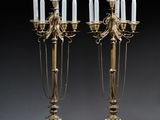 pair of antique brass and marble candelabs with candelabs