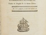 an old book with a picture of a ship on it