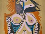 an image of a painting of a woman with a hat on her head