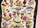 an image of a quilt with a picture of hot air balloons on it
