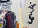 a painting of a vase with flowers on it