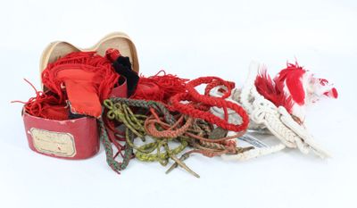 many different types of yarn in a red box