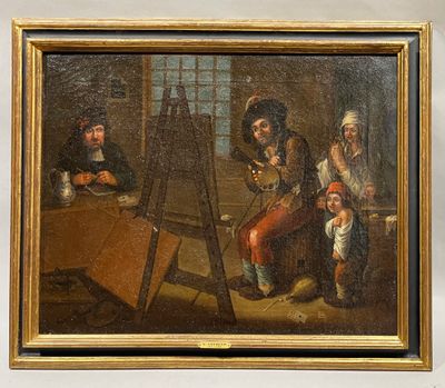 an image of a painting of a group of people sitting around a table