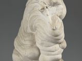 marble statue of a woman ' s head with her hands on her face