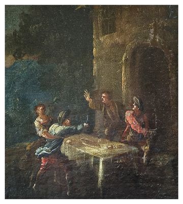 an image of a painting of a man sitting at a table with a woman
