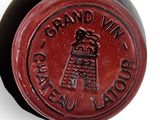 a close up of a wine bottle with a label on it