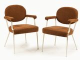 pair of orange chairs with white legs and arms on a white background