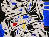 an image of a painting with blue, black, and white colors