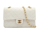 chanel white quilted lambskin flap bag