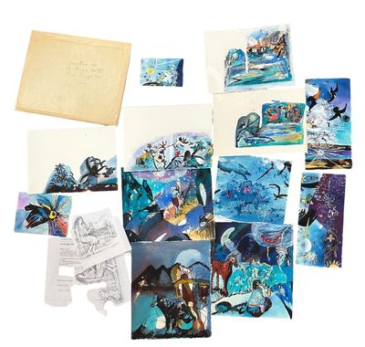 de nombreuses cartes postales posées sur un fond blanc