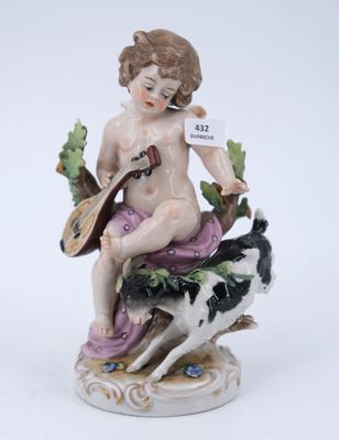Sujet en porcelaine allemande polychrome figurant un angelot…